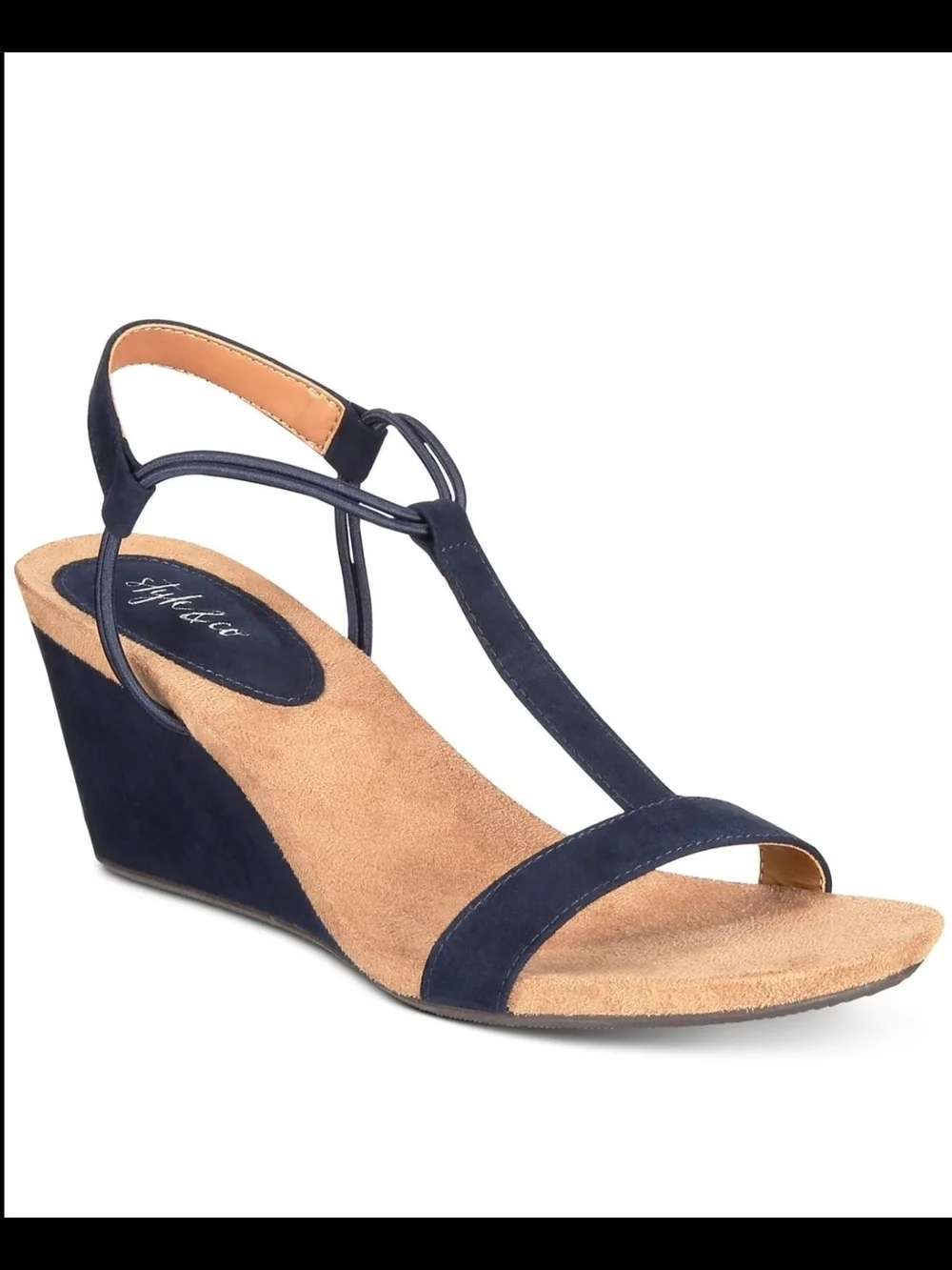 Style & Co. Navy T-Strap Wedge Sandal
